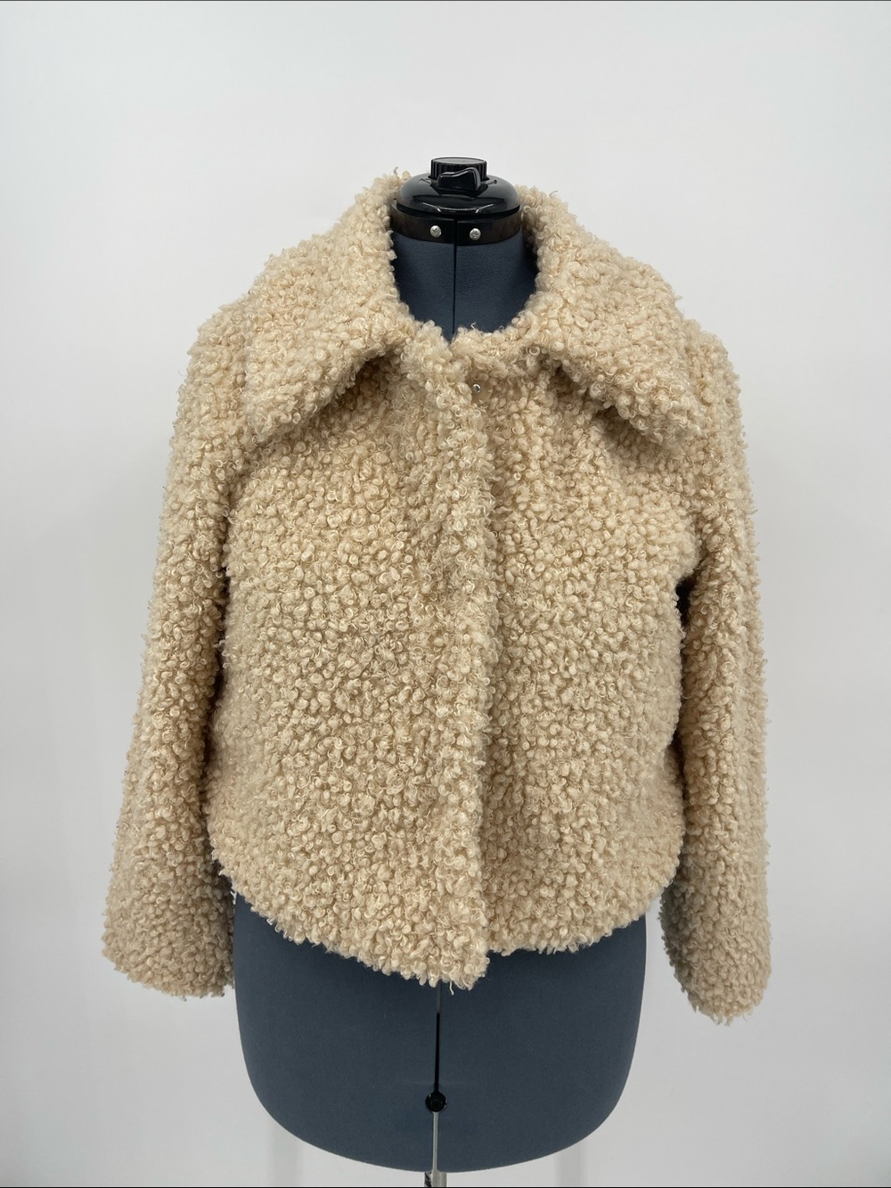miami Cream Teddy Sherpa Jacket  WOMENS SIZE S CROPPED